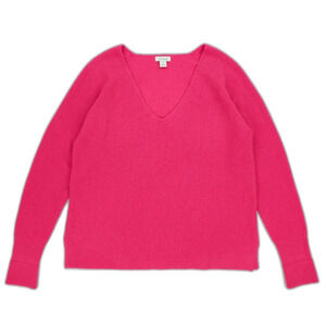 NEW Sundance 100% Cashmere Rowan Ribbed Knit Sweater Hibiscus Pink Minimal Boho